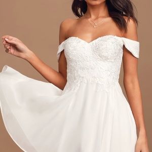 So Captivating White Embroidered Lace Off-the-Shoulder Mini Dress